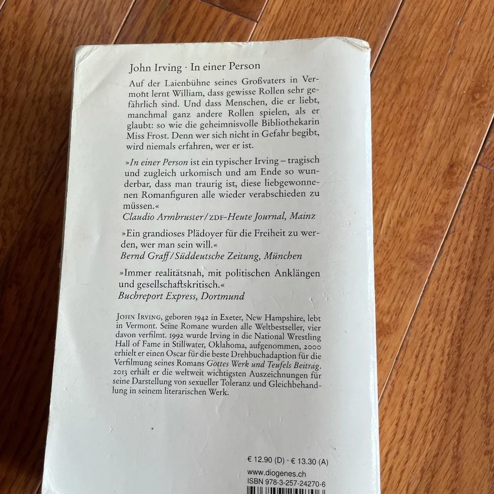 John Irving In einer Person German Book